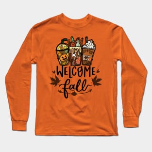 Pumpkin Autumn Coffee Sublimation Long Sleeve T-Shirt